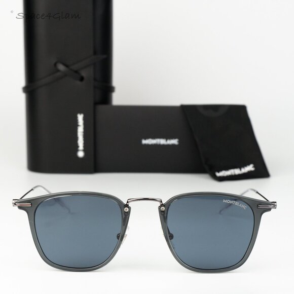 Montblanc Women Sunglasses Grey Ruthenium Blue Square MB0295S 003 NEW AUTHENTIC main image 5